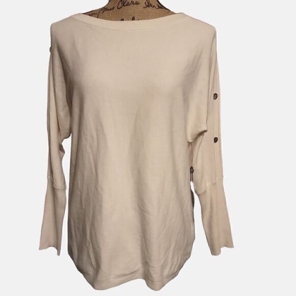 JONES NEW YORK Womens Beige Long Sleeve Boat Neck Wear Size M - Picture 3 of 5
